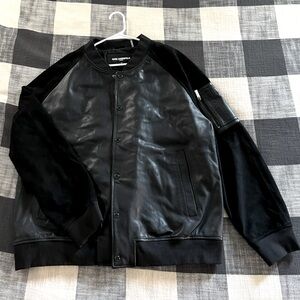 Men’s Karl Lagerfled Paris black leather and suede button up jacket